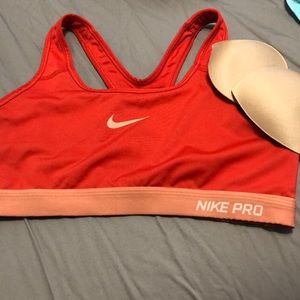 Nike pro red sports bra